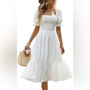 NWOT white flowy midi dress